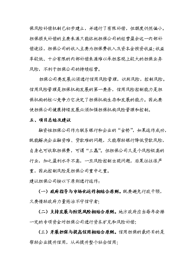 從事融資性擔保業務的項目可行性計劃書
